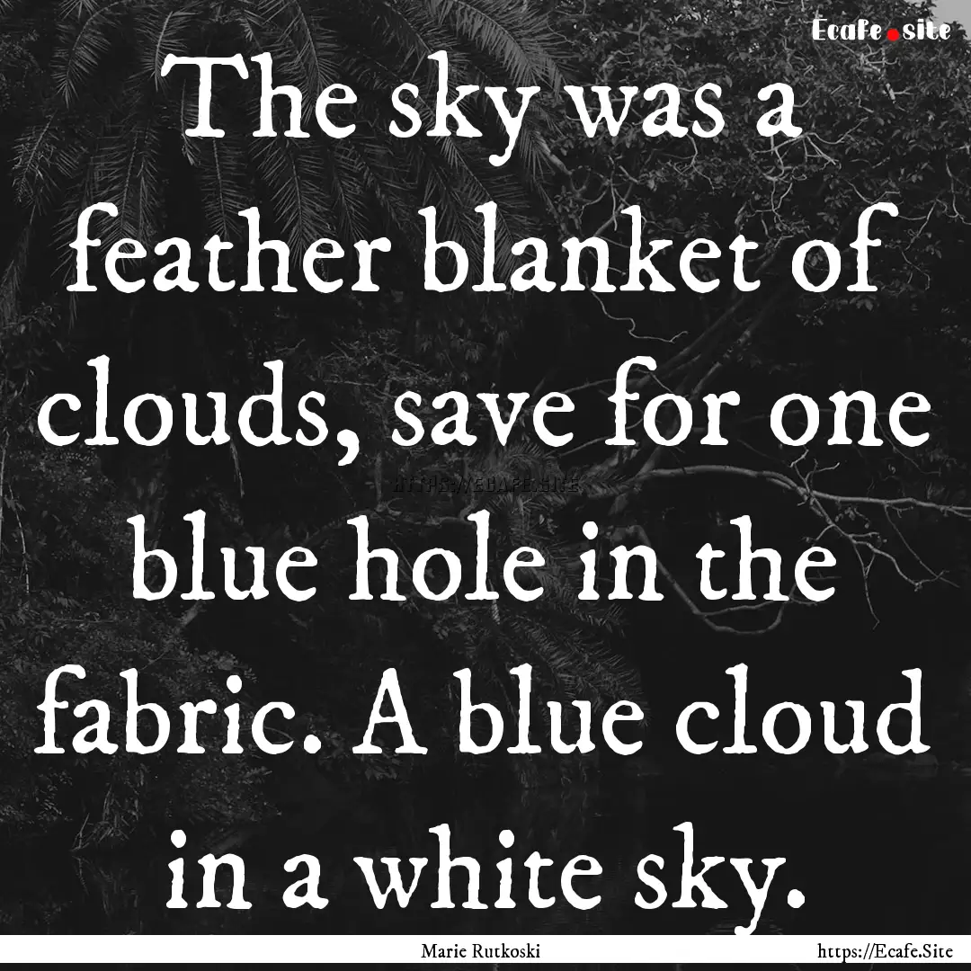 The sky was a feather blanket of clouds,.... : Quote by Marie Rutkoski