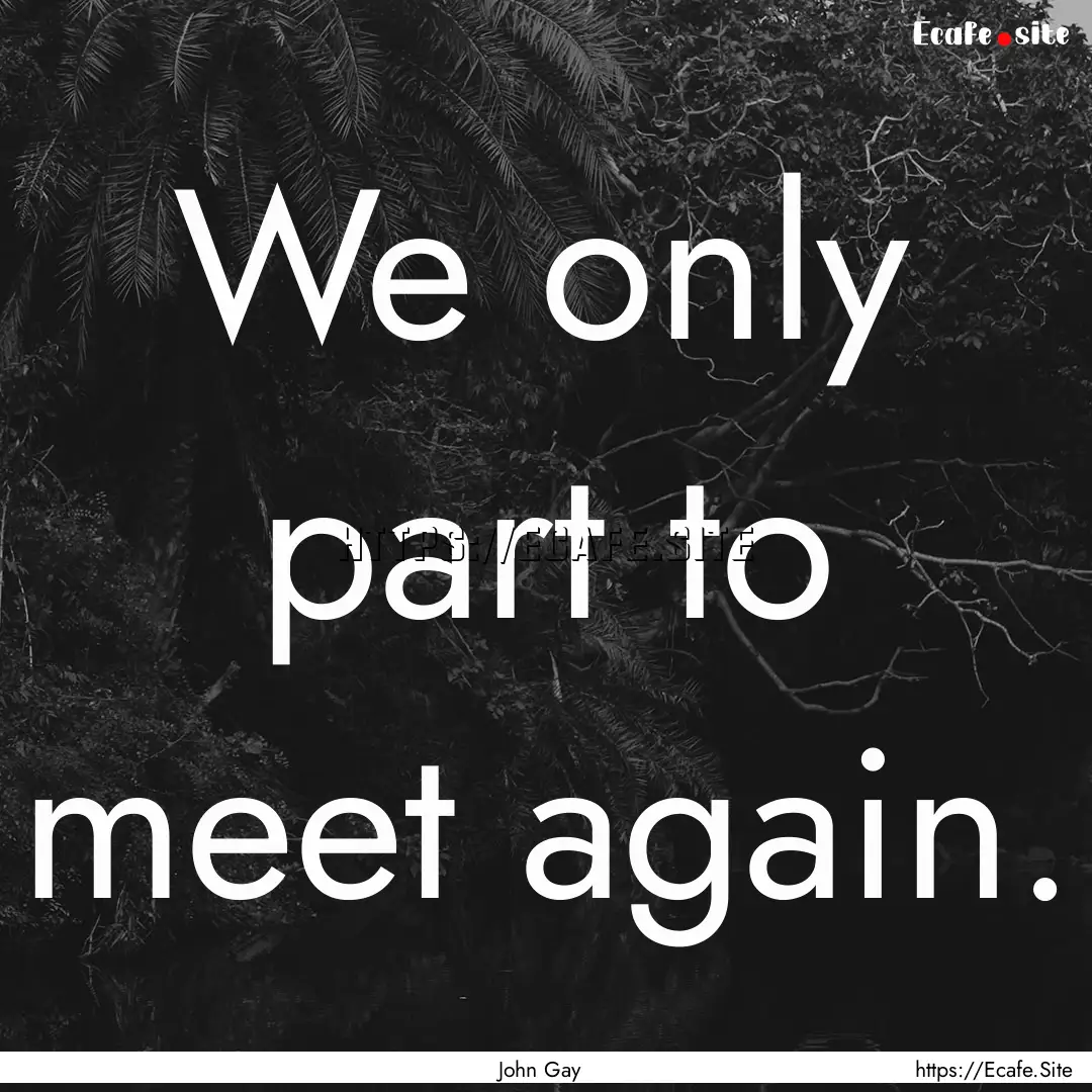 We only part to meet again. : Quote by John Gay