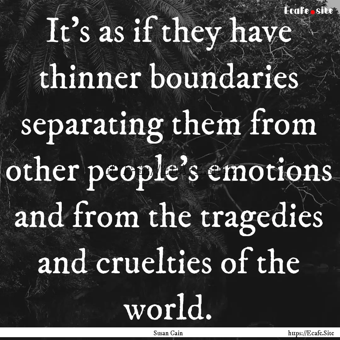 It's as if they have thinner boundaries separating.... : Quote by Susan Cain