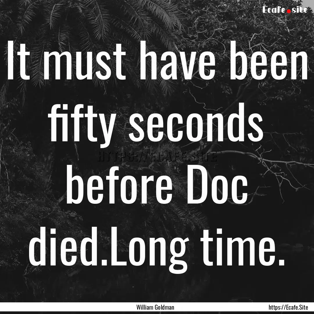 It must have been fifty seconds before Doc.... : Quote by William Goldman