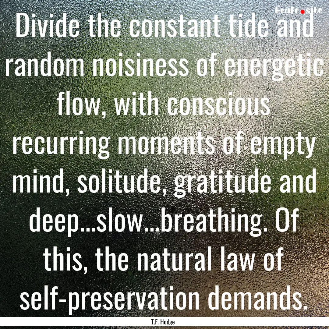 Divide the constant tide and random noisiness.... : Quote by T.F. Hodge