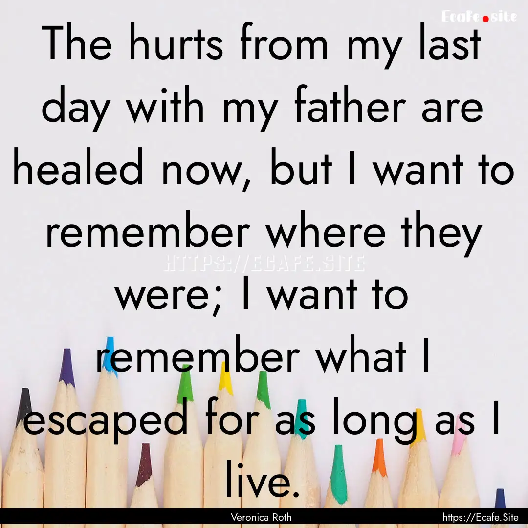 The hurts from my last day with my father.... : Quote by Veronica Roth