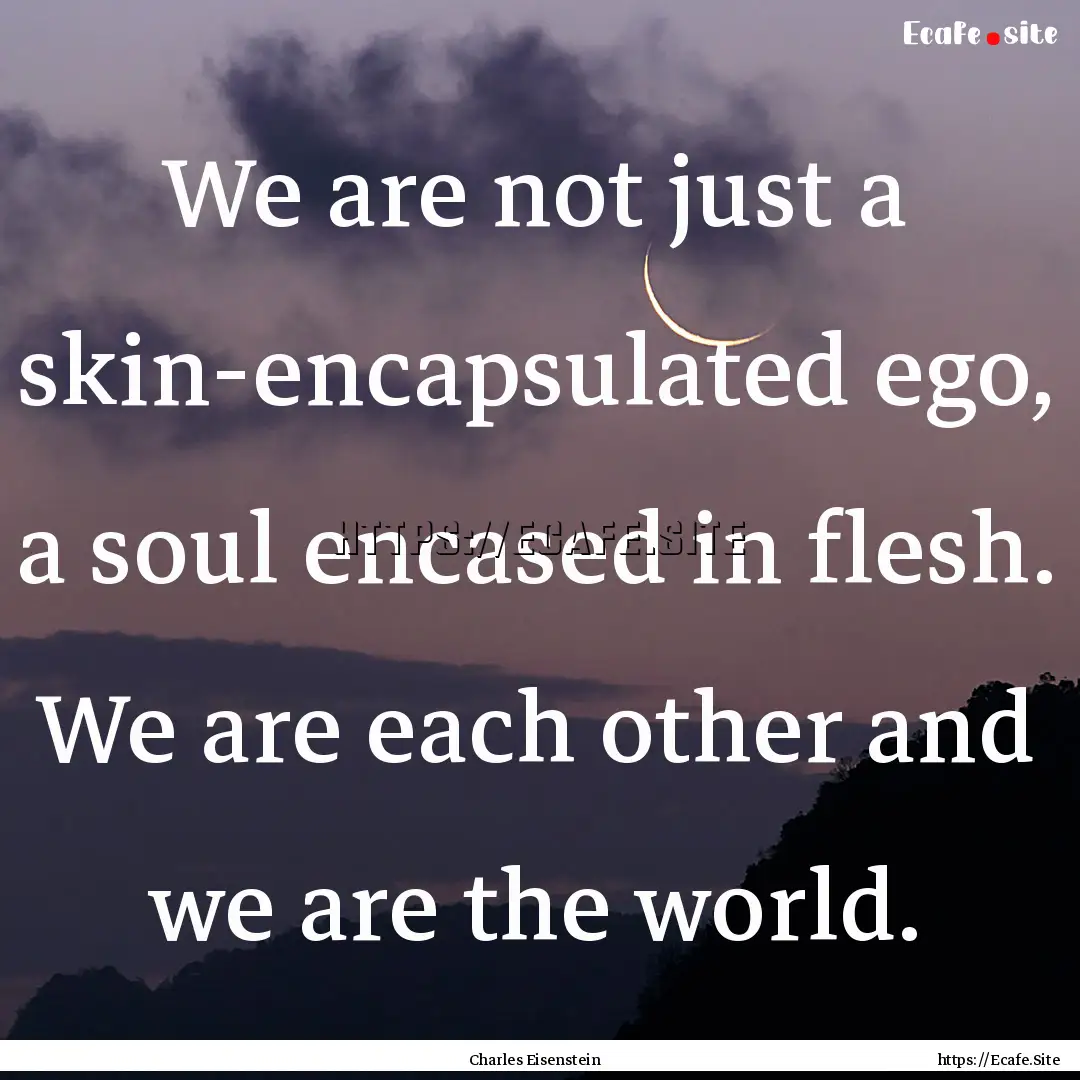 We are not just a skin-encapsulated ego,.... : Quote by Charles Eisenstein