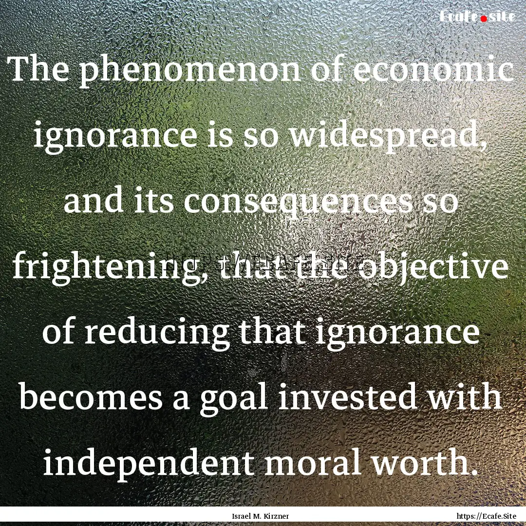 The phenomenon of economic ignorance is so.... : Quote by Israel M. Kirzner