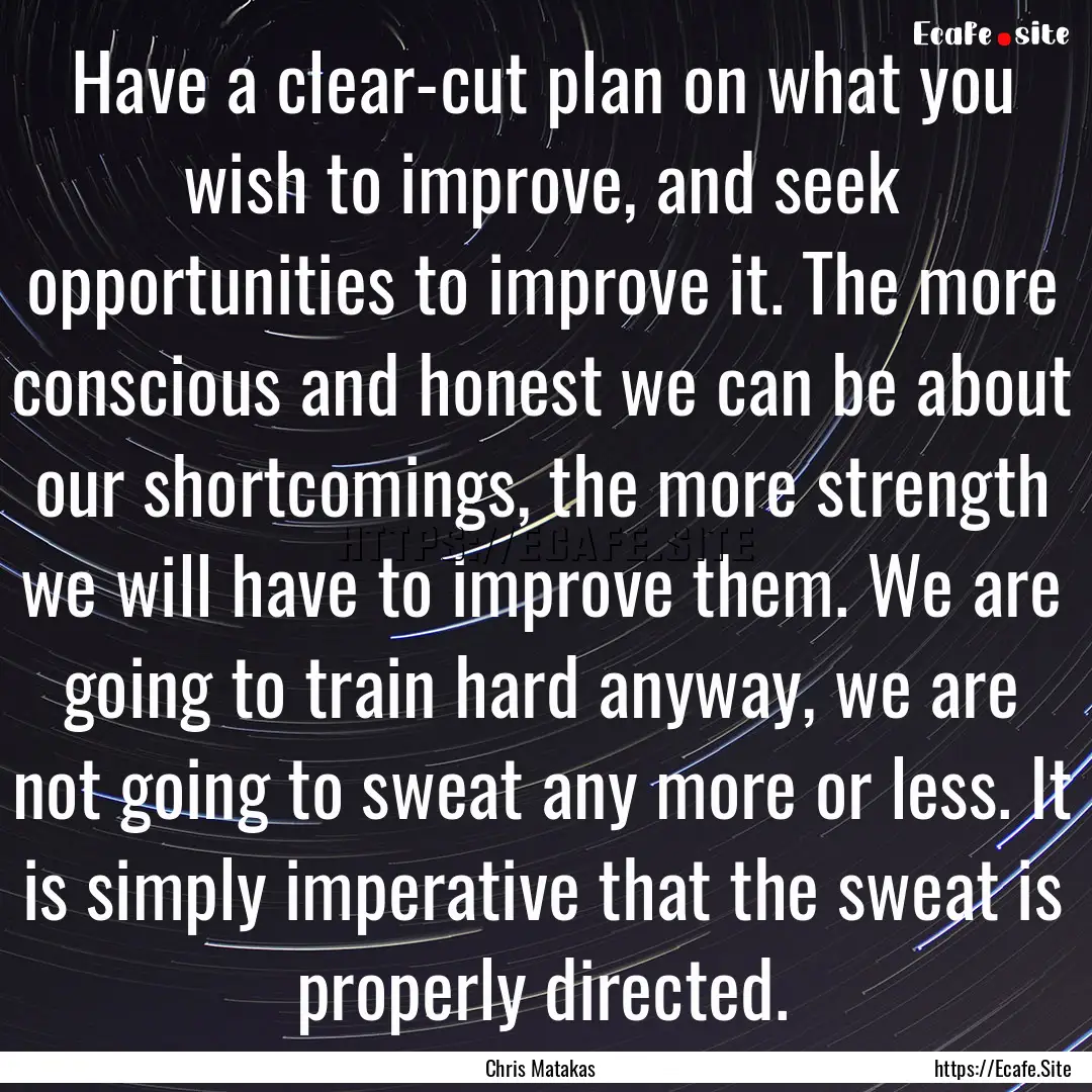 Have a clear-cut plan on what you wish to.... : Quote by Chris Matakas