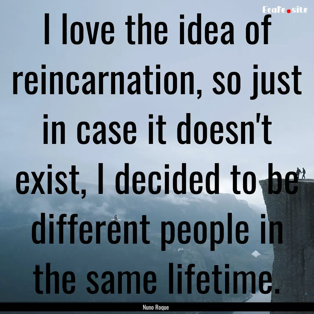 I love the idea of reincarnation, so just.... : Quote by Nuno Roque