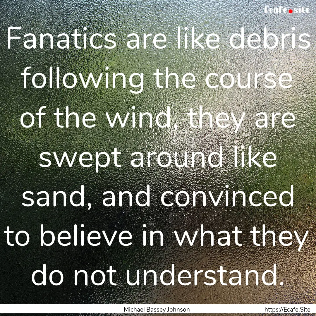 Fanatics are like debris following the course.... : Quote by Michael Bassey Johnson