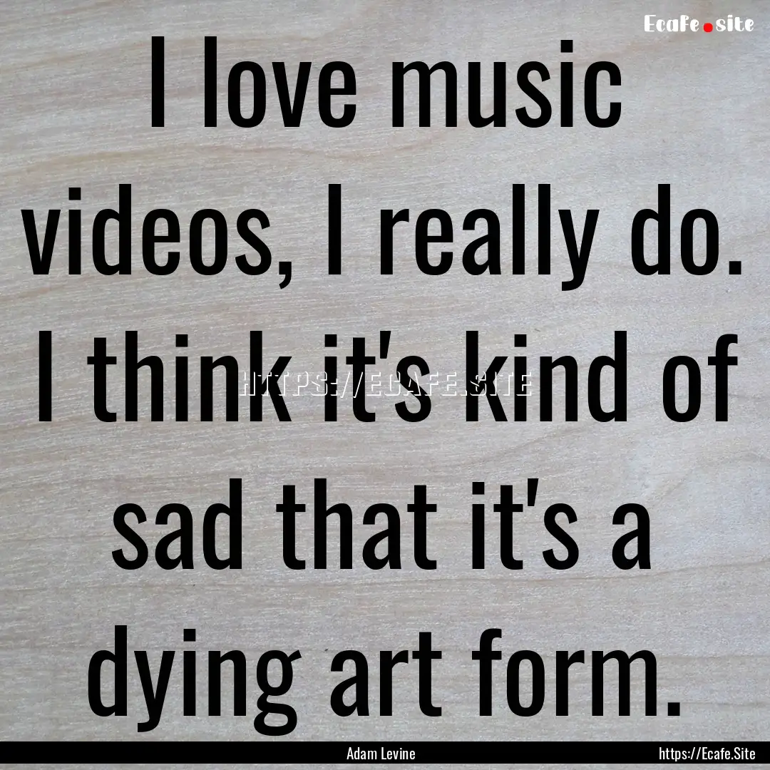 I love music videos, I really do. I think.... : Quote by Adam Levine