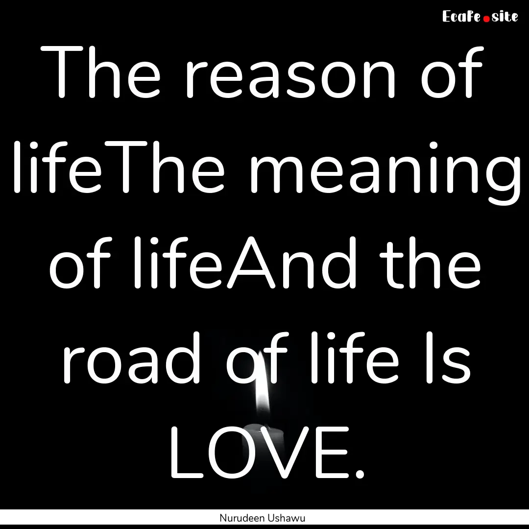 The reason of lifeThe meaning of lifeAnd.... : Quote by Nurudeen Ushawu