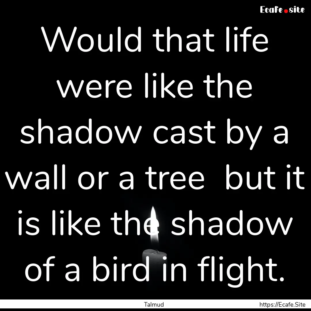 Would that life were like the shadow cast.... : Quote by Talmud