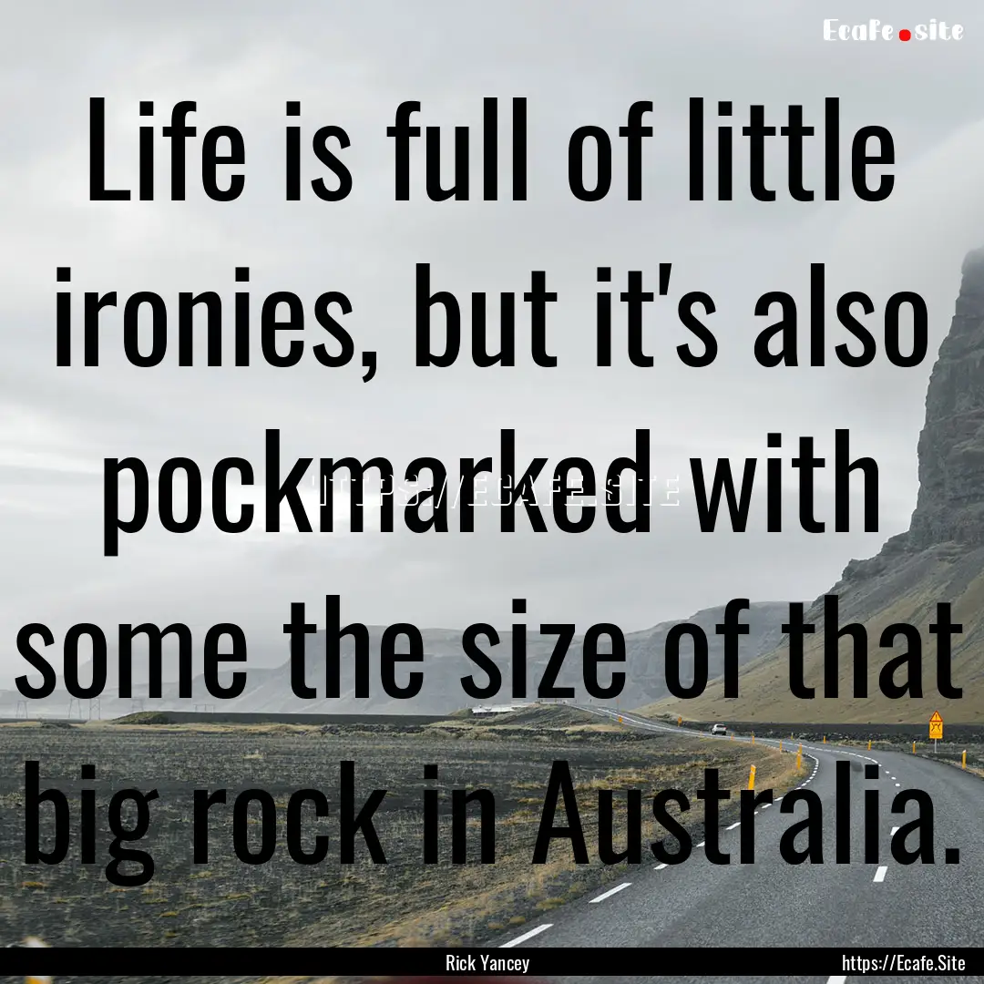 Life is full of little ironies, but it's.... : Quote by Rick Yancey