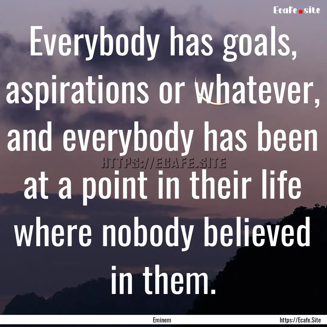 Everybody has goals, aspirations or whatever,.... : Quote by Eminem