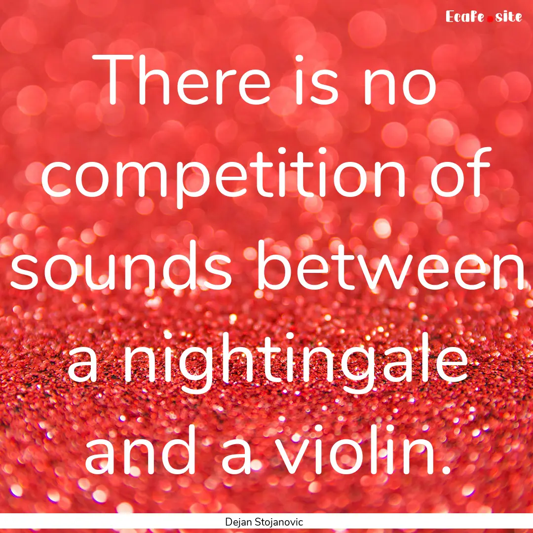 There is no competition of sounds between.... : Quote by Dejan Stojanovic