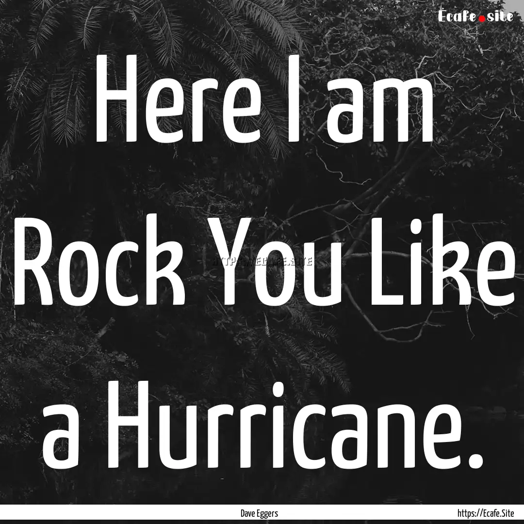 Here I am Rock You Like a Hurricane. : Quote by Dave Eggers