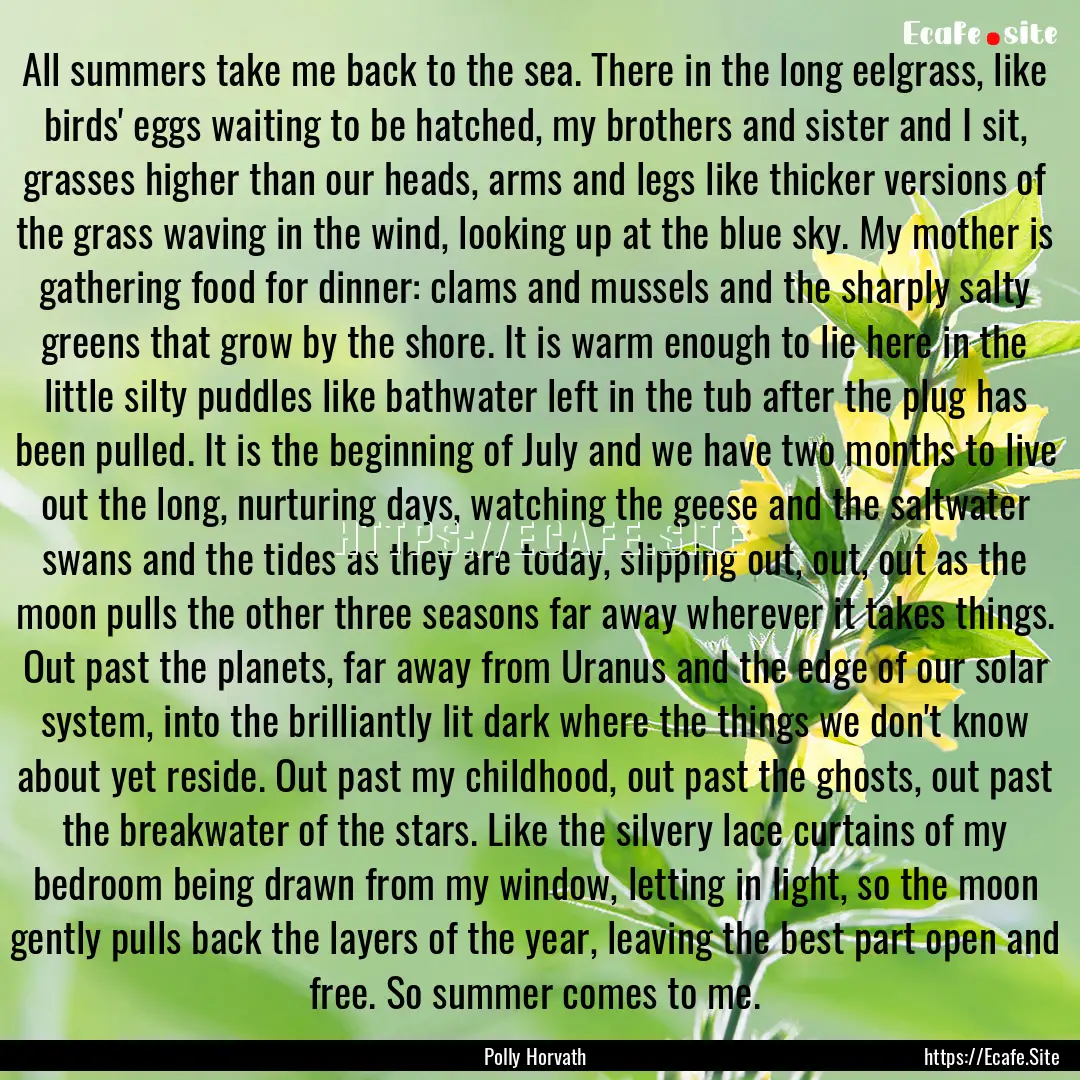 All summers take me back to the sea. There.... : Quote by Polly Horvath