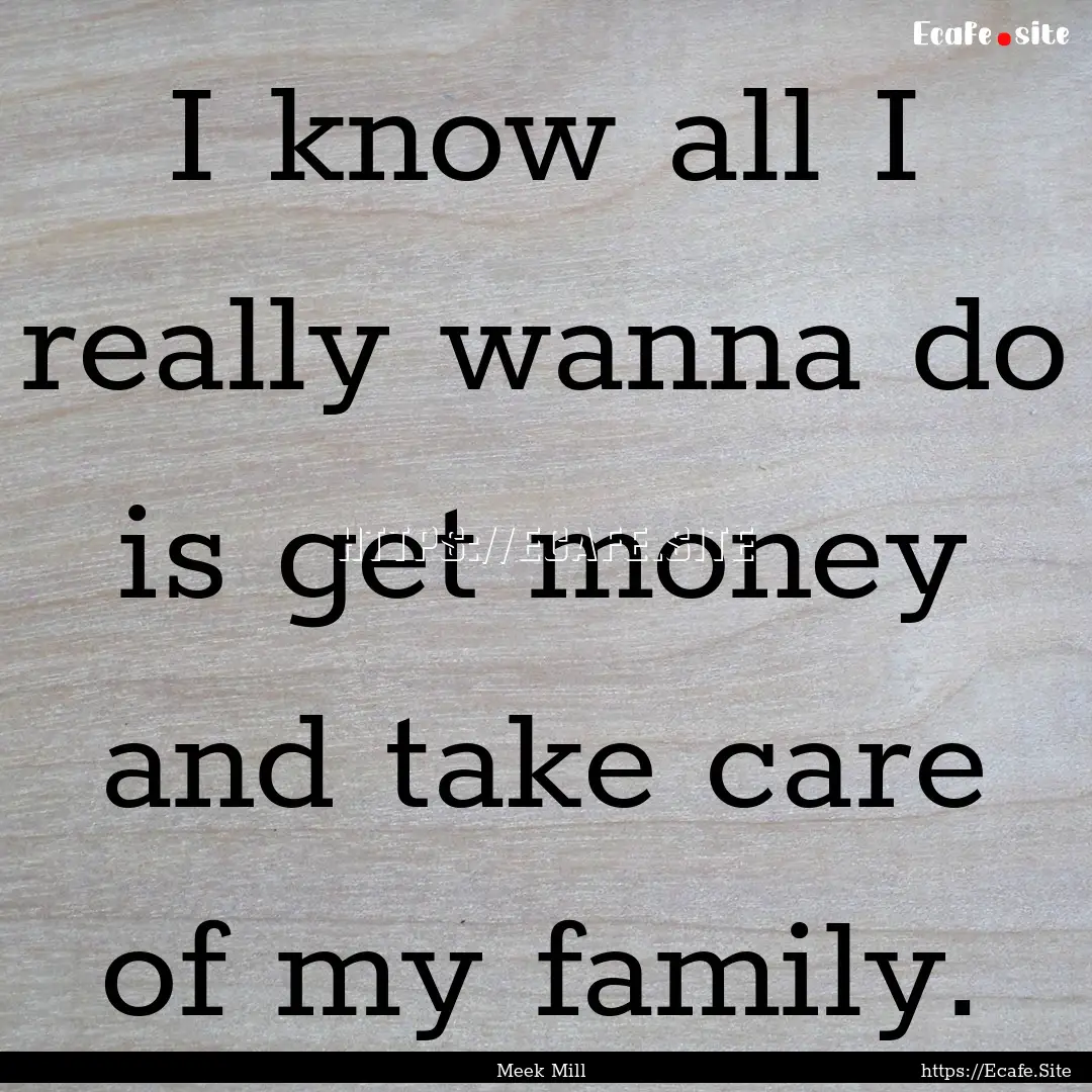 I know all I really wanna do is get money.... : Quote by Meek Mill