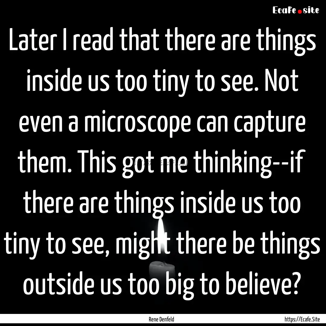 Later I read that there are things inside.... : Quote by Rene Denfeld