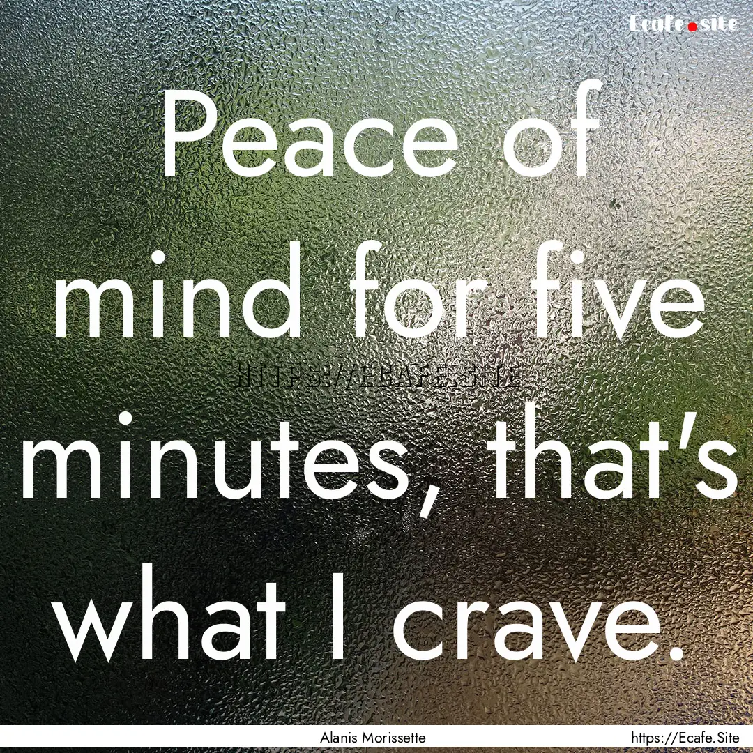 Peace of mind for five minutes, that's what.... : Quote by Alanis Morissette