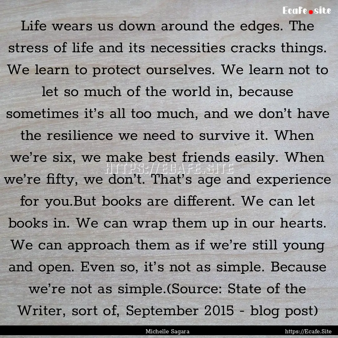 Life wears us down around the edges. The.... : Quote by Michelle Sagara