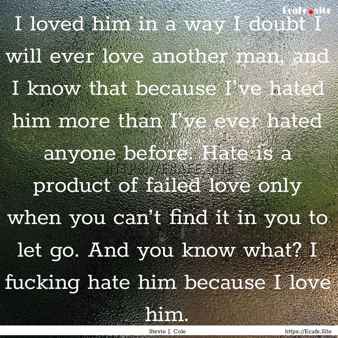 I loved him in a way I doubt I will ever.... : Quote by Stevie J. Cole