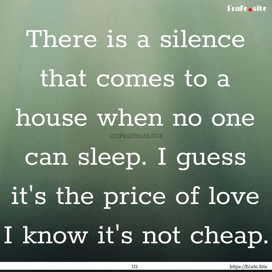 There is a silence that comes to a house.... : Quote by U2