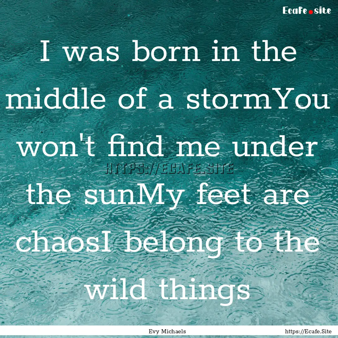 I was born in the middle of a stormYou won't.... : Quote by Evy Michaels