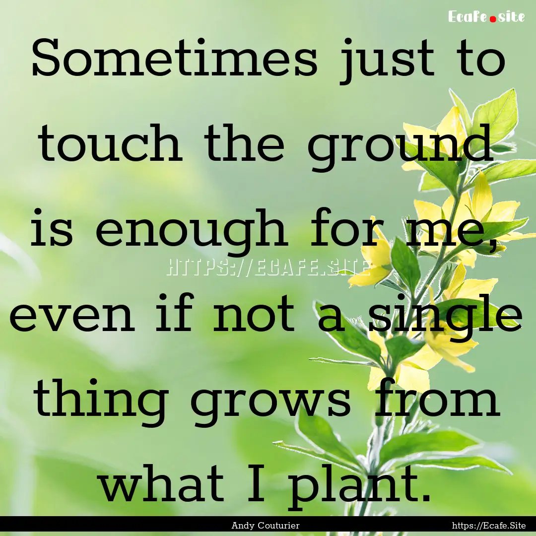 Sometimes just to touch the ground is enough.... : Quote by Andy Couturier