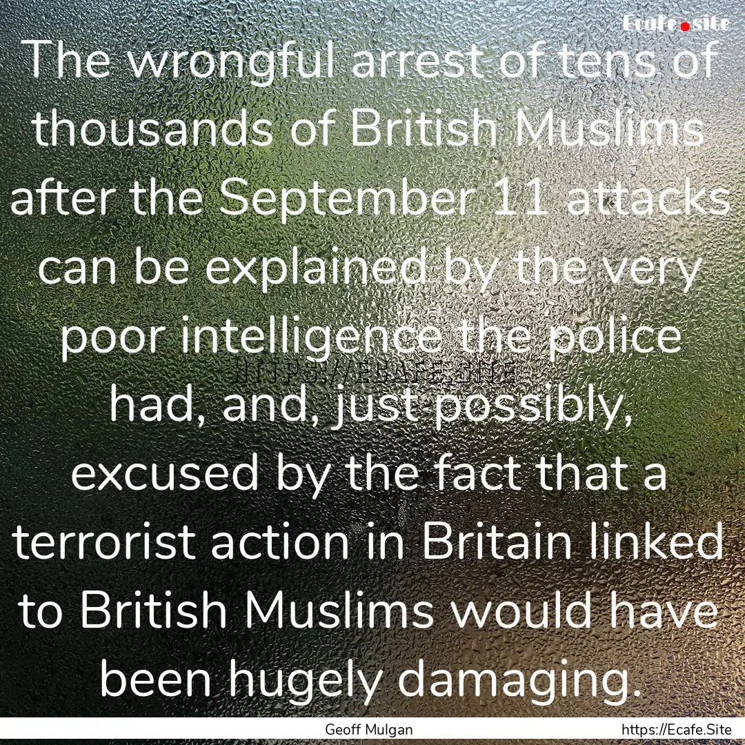 The wrongful arrest of tens of thousands.... : Quote by Geoff Mulgan