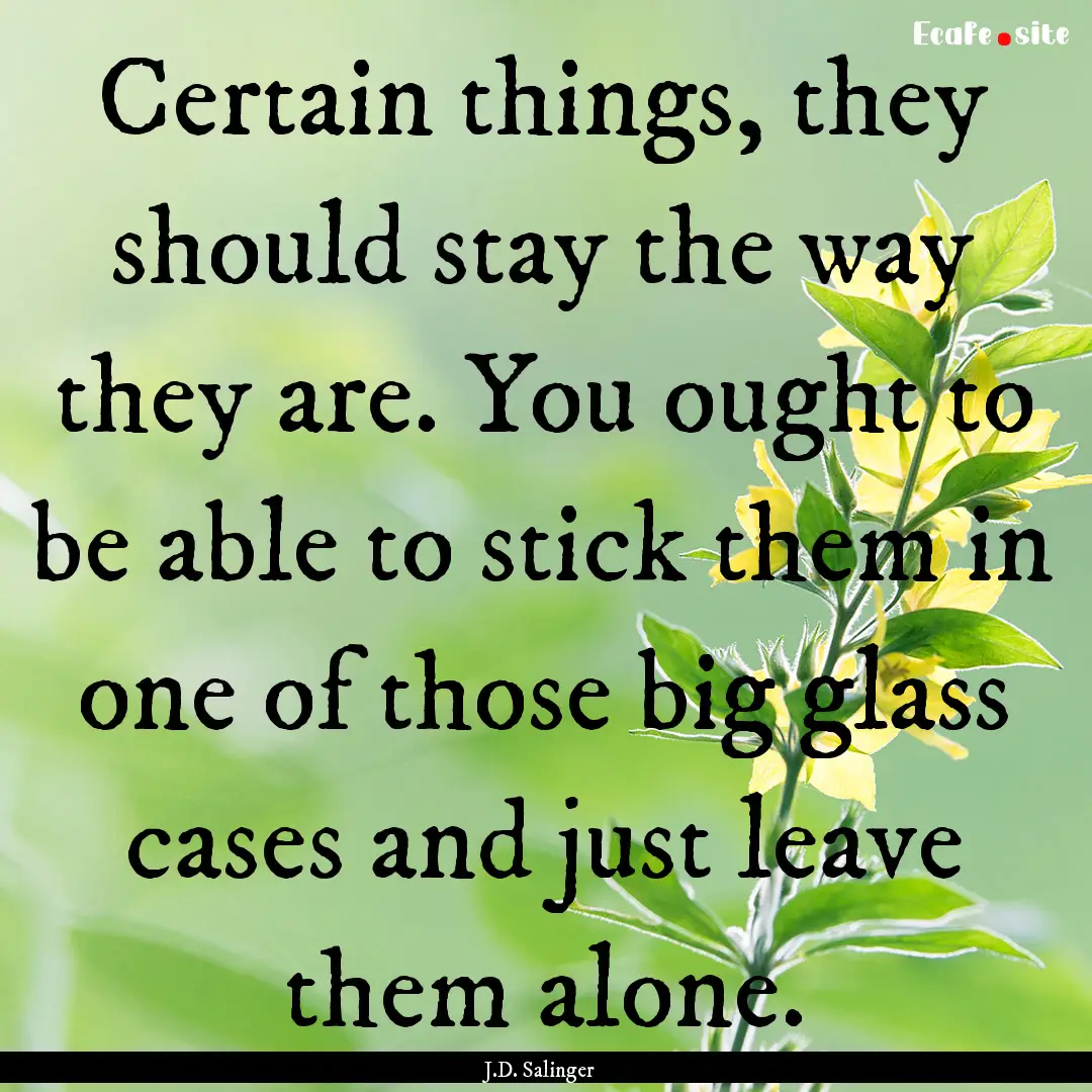 Certain things, they should stay the way.... : Quote by J.D. Salinger