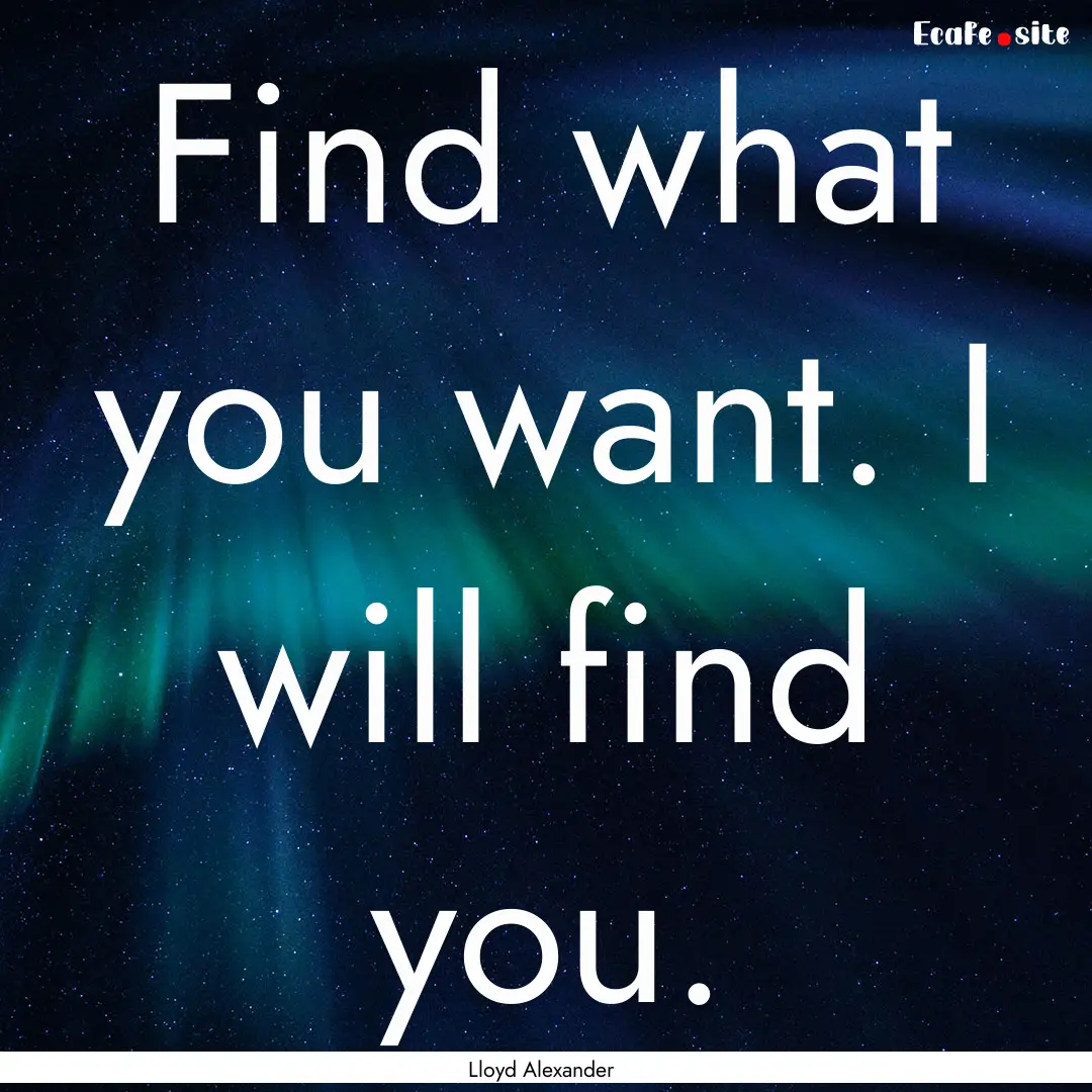 Find what you want. I will find you. : Quote by Lloyd Alexander