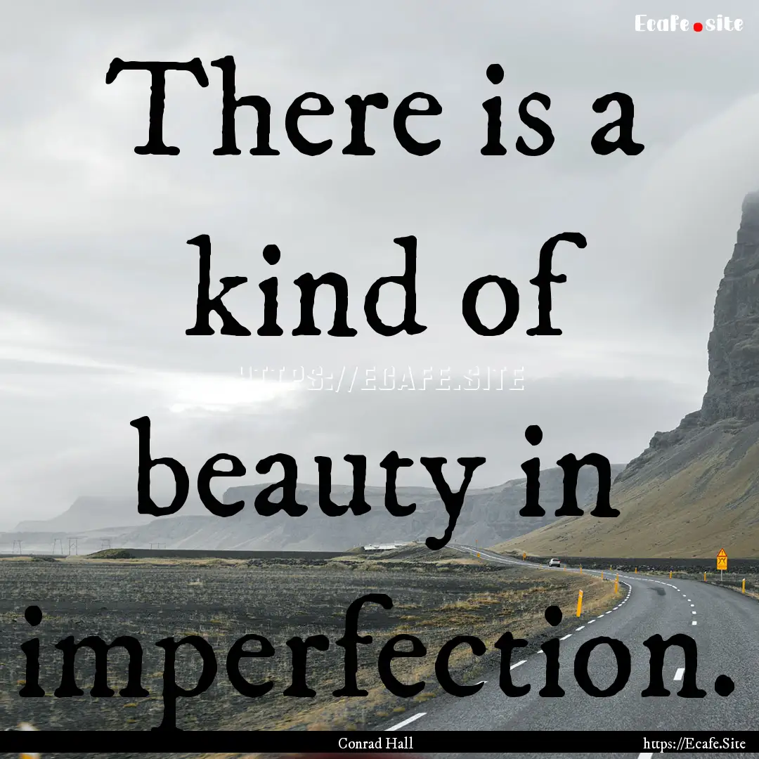 There is a kind of beauty in imperfection..... : Quote by Conrad Hall