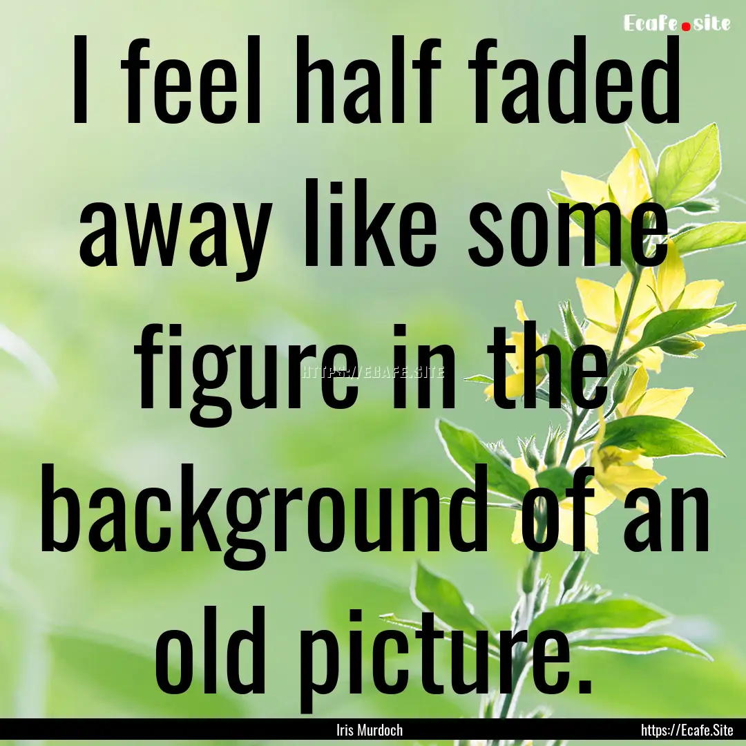 I feel half faded away like some figure in.... : Quote by Iris Murdoch