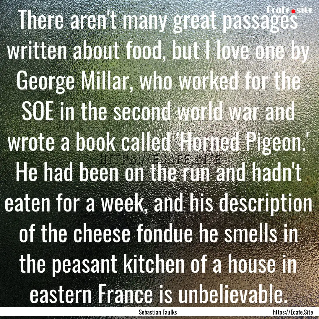 There aren't many great passages written.... : Quote by Sebastian Faulks