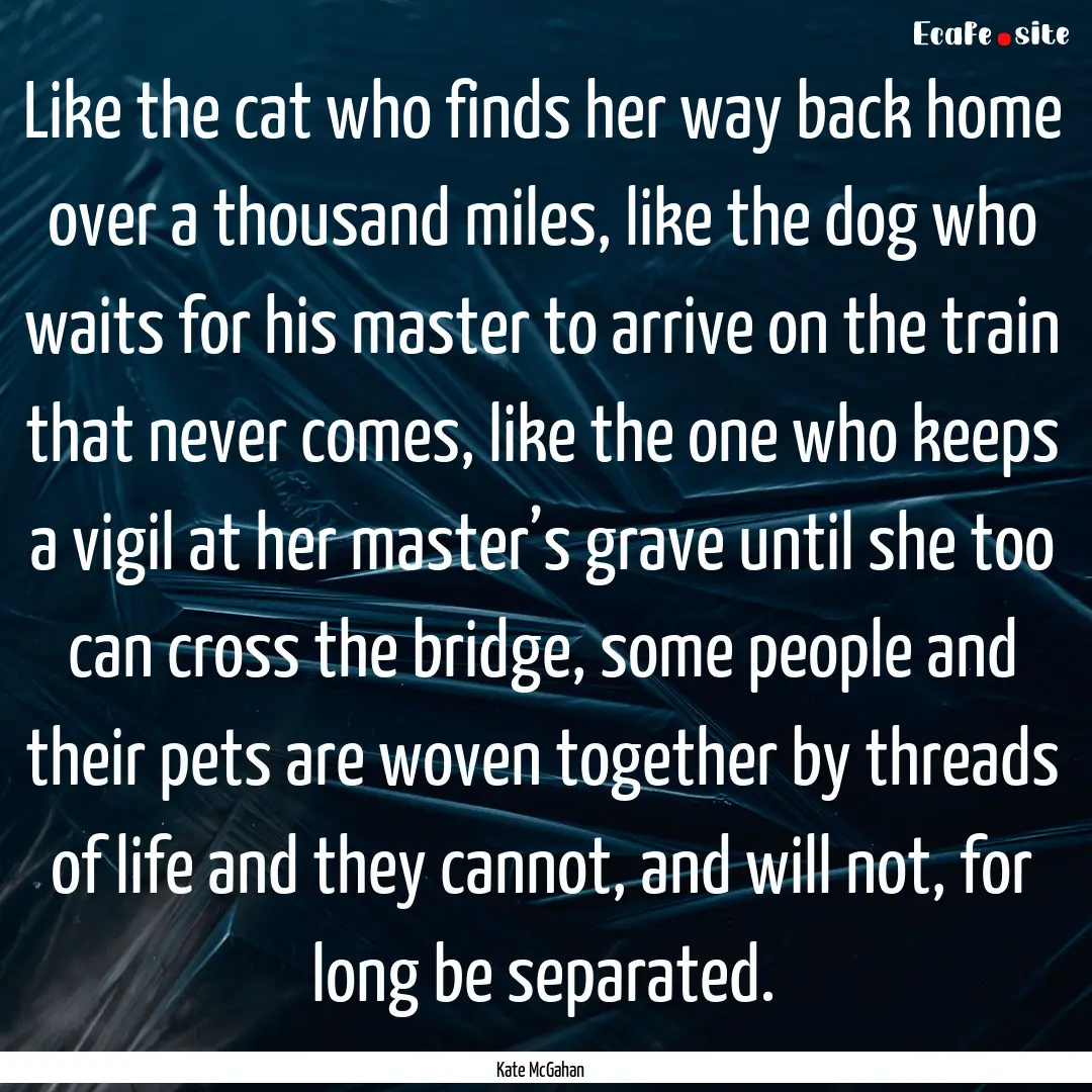 Like the cat who finds her way back home.... : Quote by Kate McGahan