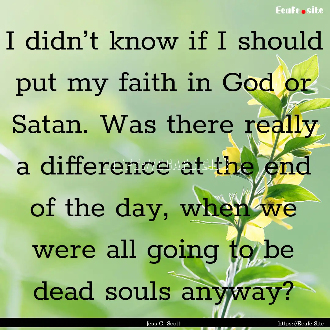 I didn’t know if I should put my faith.... : Quote by Jess C. Scott