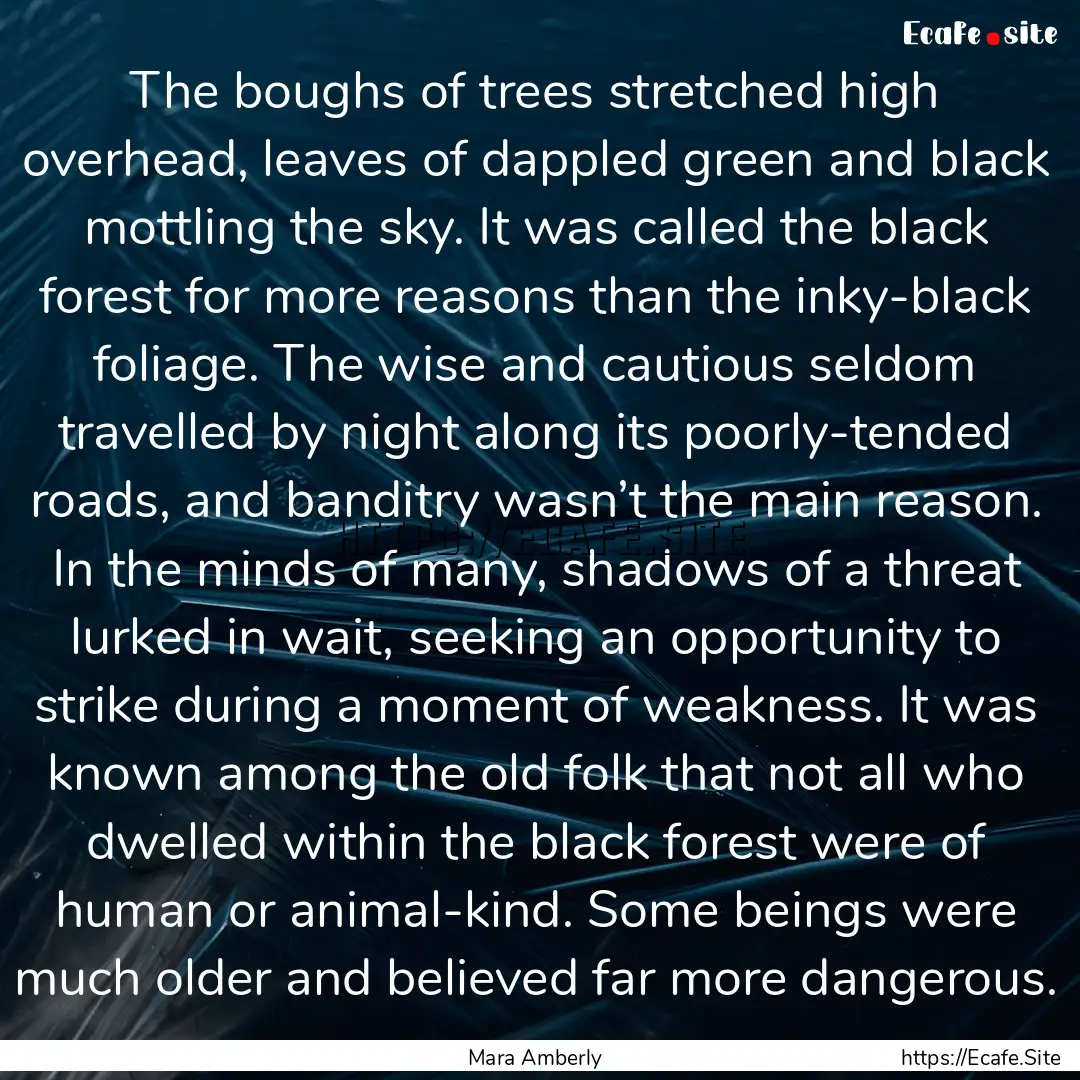 The boughs of trees stretched high overhead,.... : Quote by Mara Amberly