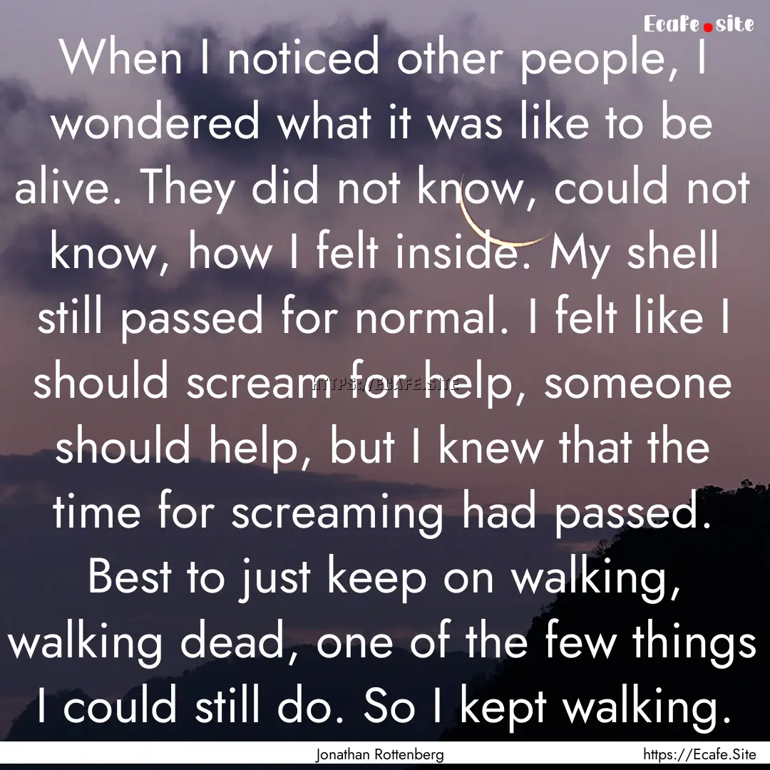 When I noticed other people, I wondered what.... : Quote by Jonathan Rottenberg