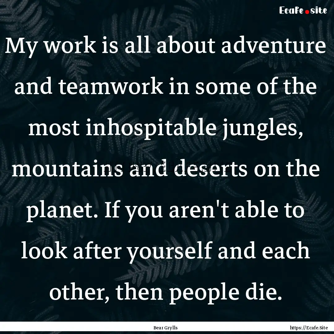 My work is all about adventure and teamwork.... : Quote by Bear Grylls