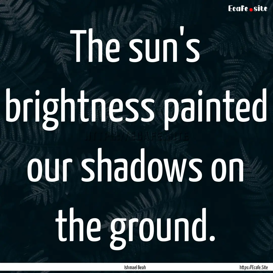 The sun's brightness painted our shadows.... : Quote by Ishmael Beah