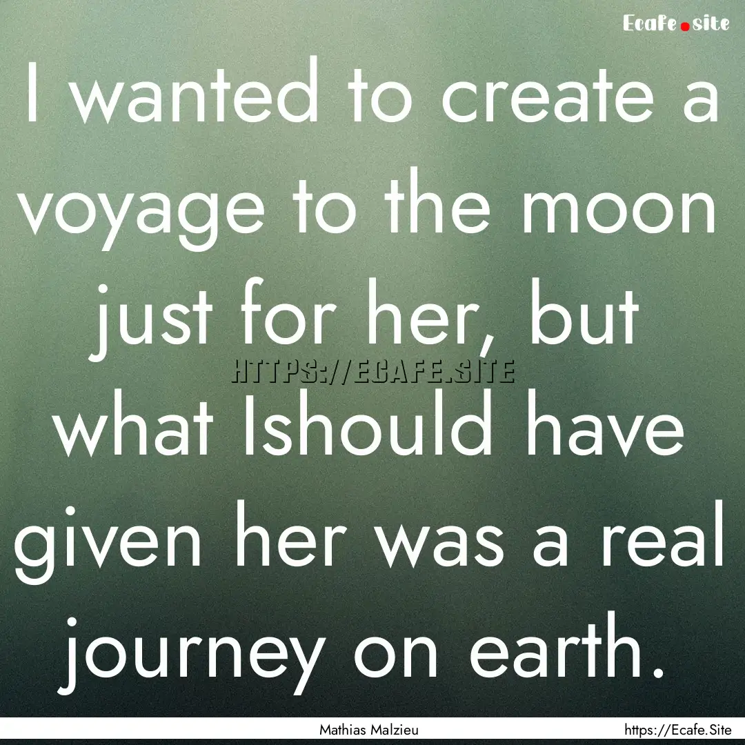 I wanted to create a voyage to the moon just.... : Quote by Mathias Malzieu