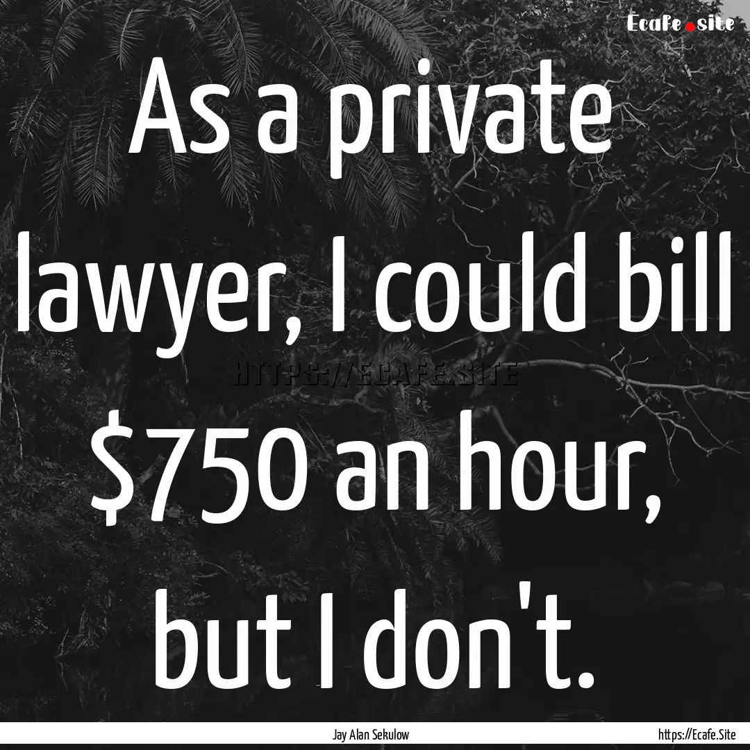 As a private lawyer, I could bill $750 an.... : Quote by Jay Alan Sekulow