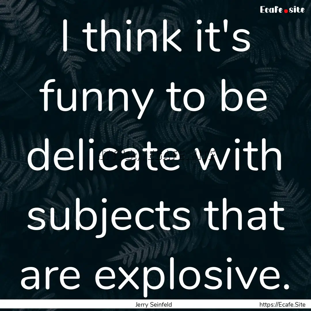 I think it's funny to be delicate with subjects.... : Quote by Jerry Seinfeld