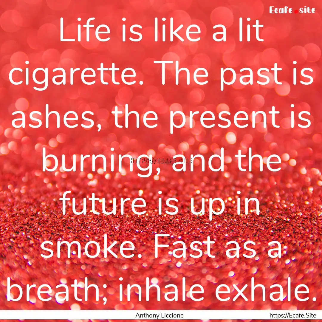 Life is like a lit cigarette. The past is.... : Quote by Anthony Liccione