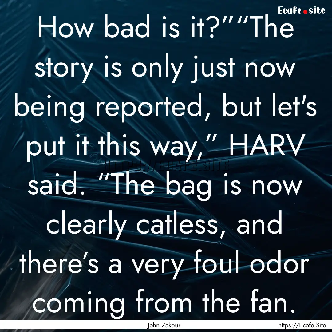 How bad is it?”“The story is only just.... : Quote by John Zakour