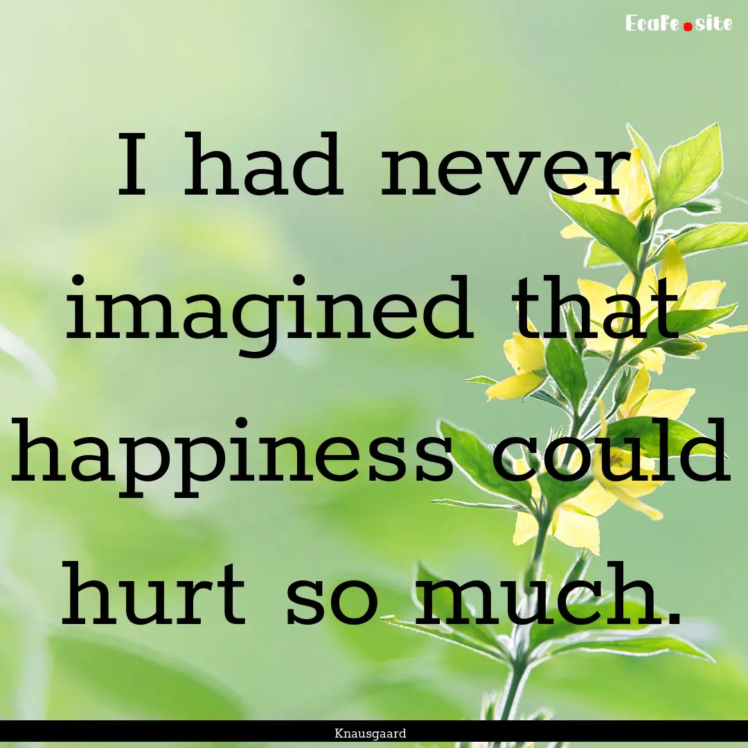 I had never imagined that happiness could.... : Quote by Knausgaard