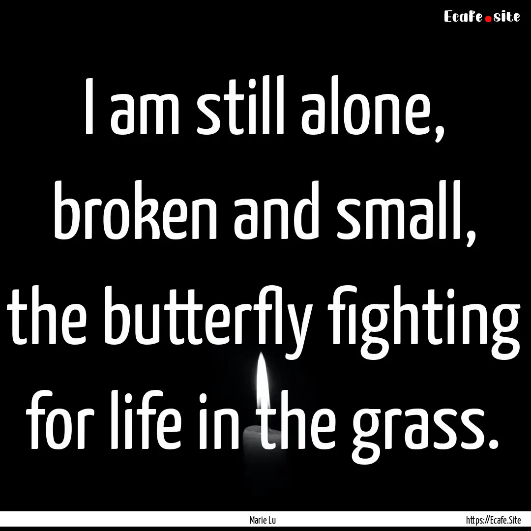 I am still alone, broken and small, the butterfly.... : Quote by Marie Lu