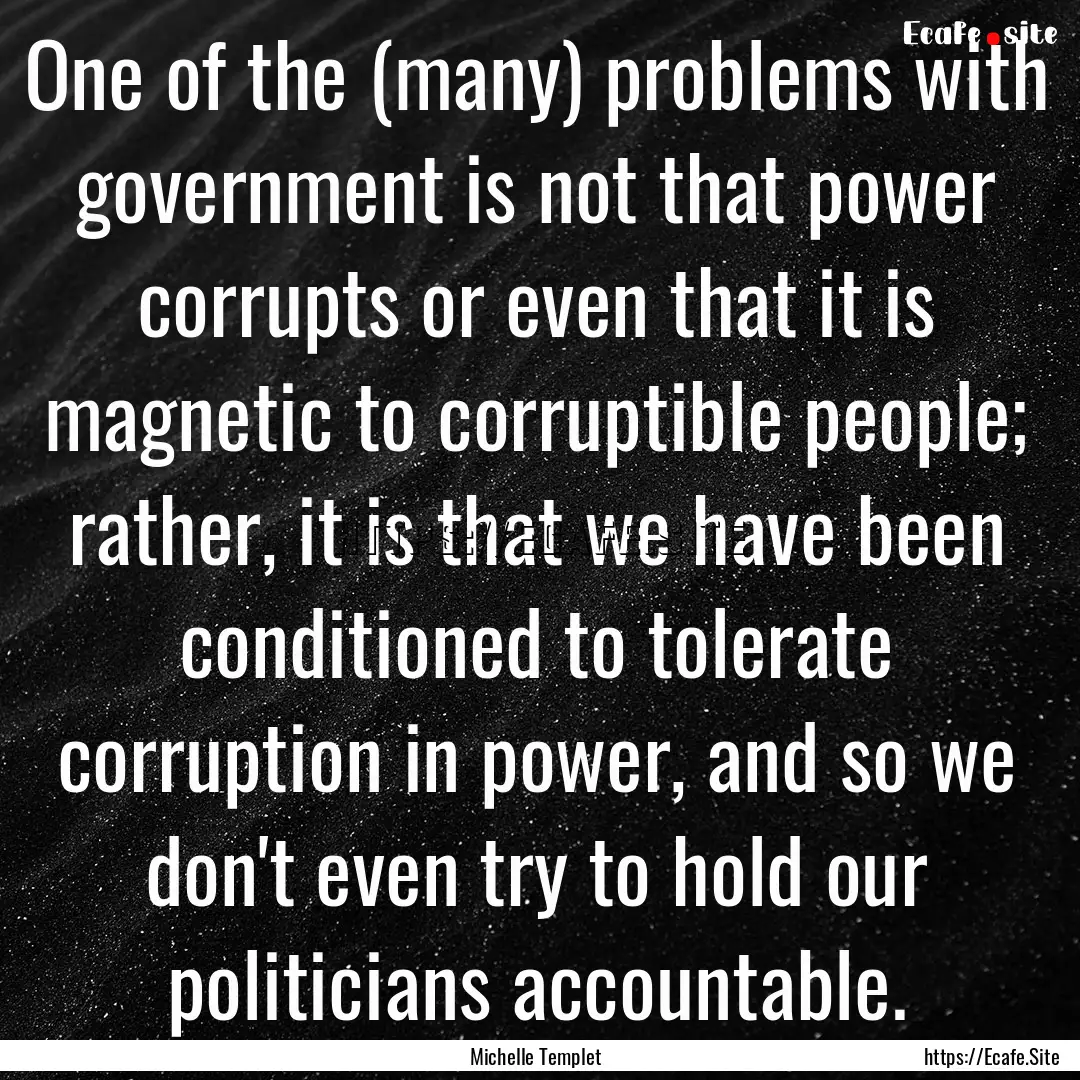 One of the (many) problems with government.... : Quote by Michelle Templet