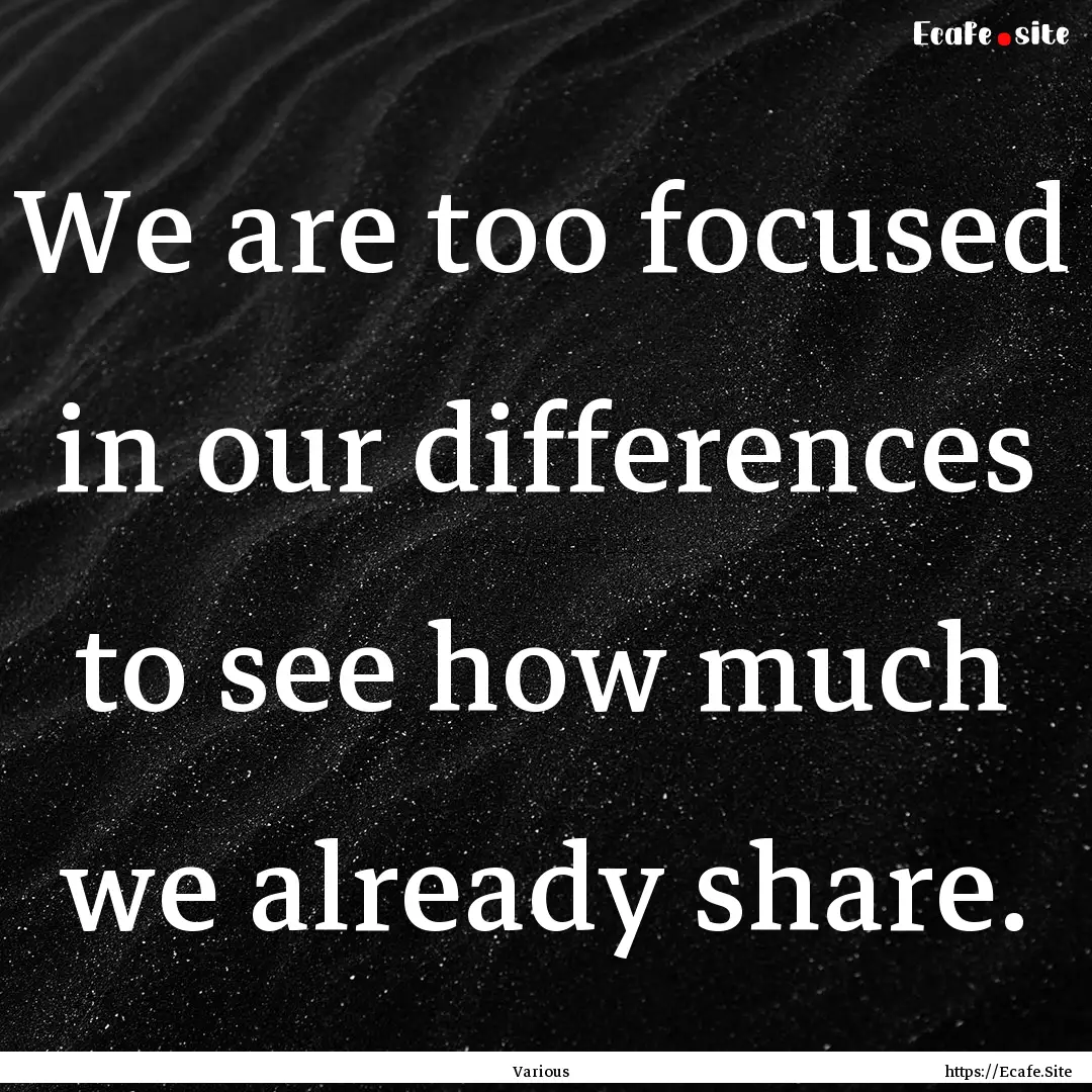 We are too focused in our differences to.... : Quote by Various