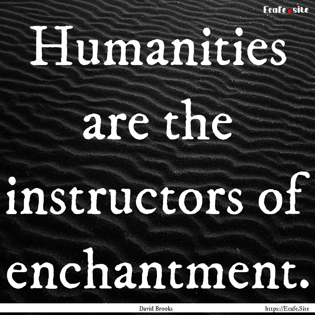 Humanities are the instructors of enchantment..... : Quote by David Brooks