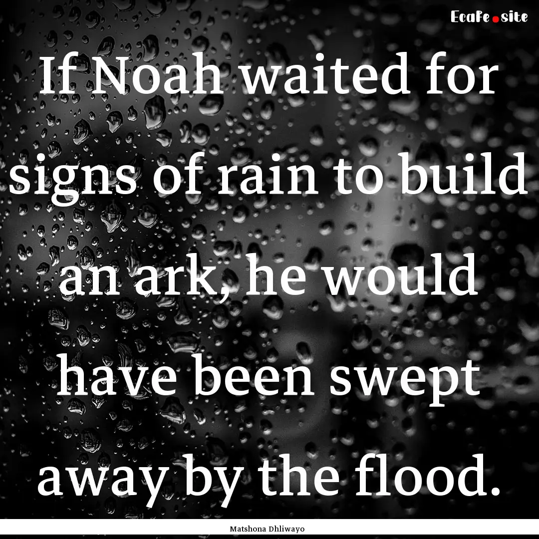 If Noah waited for signs of rain to build.... : Quote by Matshona Dhliwayo